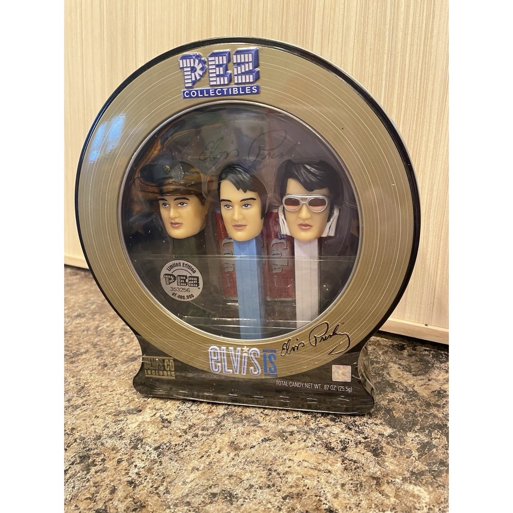 Elvis Presley PEZ Dispenser Collection with CD in Original Sealed Tin Container